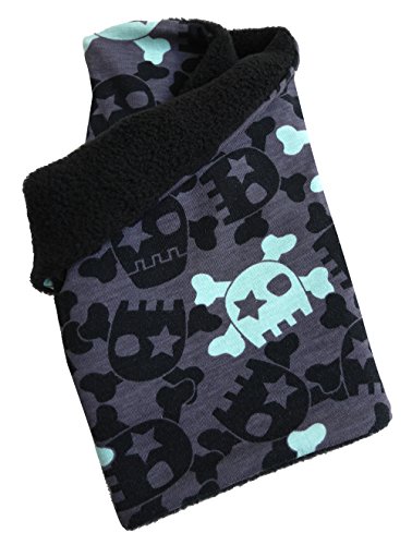 Wollhuhn Mädchen/Damen/Jungen Warmer Schlupfschal/Halstuch Innen Fleece Gefüttert Viele Motive Winter Übergangszeiten (Coole Skulls Anthrazit/Mint) von Wollhuhn