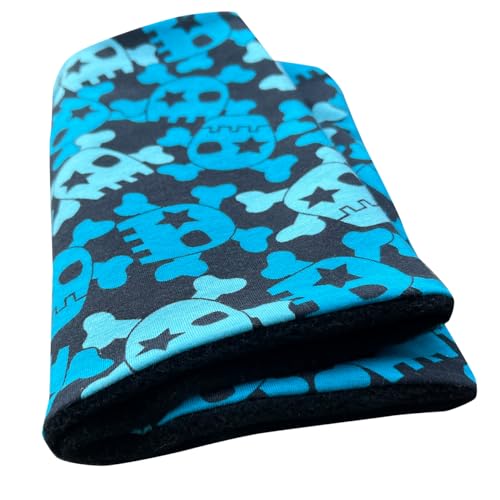 Wollhuhn Mädchen/Damen/Jungen Warmer Schlupfschal/Halstuch Innen Fleece Gefüttert Viele Motive Winter Übergangszeiten (Coole Skulls Schwarz/Blau) von Wollhuhn