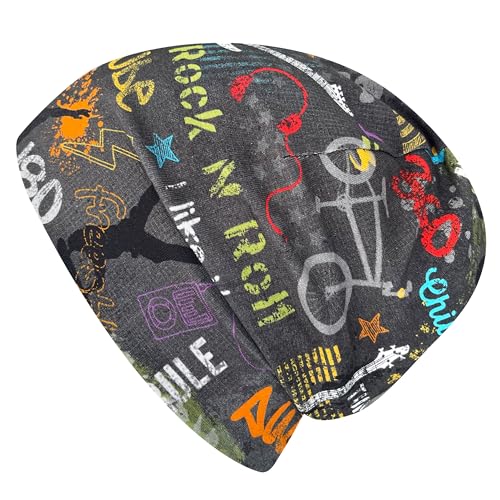 Wollhuhn Jungen/Mädchen Shorties Beanie/Beanie-Mütze/Kinder-Mütze Bequem Viele Motive Jersey Zweilagig Gefüttert Übergangszeiten (Öko-Stoffe/Bio) 2024202401 (Cool Stuff Anthrazit, L) von Wollhuhn