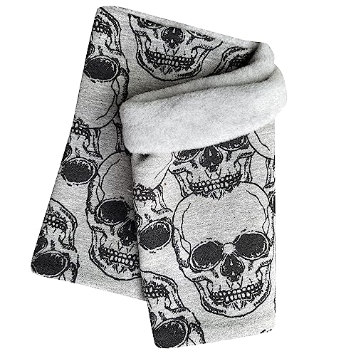 Wollhuhn Mädchen/Damen/Jungen Warmer Schlupfschal/Halstuch Innen Fleece Gefüttert Viele Motive Winter Übergangszeiten (Skull Grau/Schwarz) von Wollhuhn