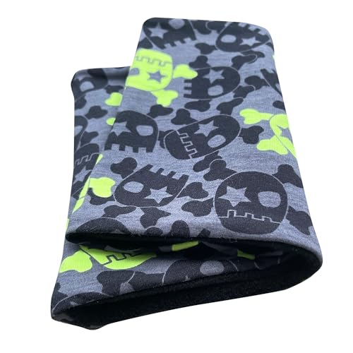 Wollhuhn Mädchen/Kinder/Jungen Warmer Schlupfschal/Halstuch Innen Fleece Gefüttert Viele Motive Winter Übergangszeiten (Coole Skulls Anthrazit/Lime) von Wollhuhn