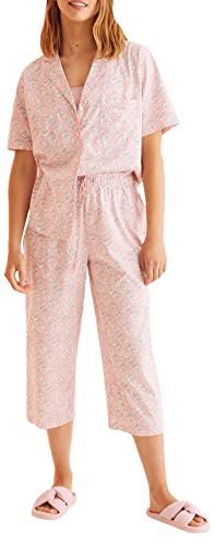 Women'secret Damen Pyjama Hemdlook 100% Baumwolle Capri-Hose Rosa Pyjamaset, XS von Women'secret