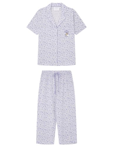 Women'secret Damen Pyjama aus 100% Baumwolle, Lila Snoopy Pyjamaset, Purple Print, S von Women'secret