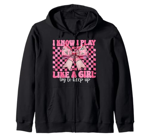 Badminton Girl Mom Coquette Bow Ich weiß, ich spiele wie ein Mädchen Kapuzenjacke Badminton Girl Mom Coquette Bow Ich weiß, ich spiele wie ein Mädchen Kapuzenjacke von Womens Pink Coquette Bow Badminton Player Gifts