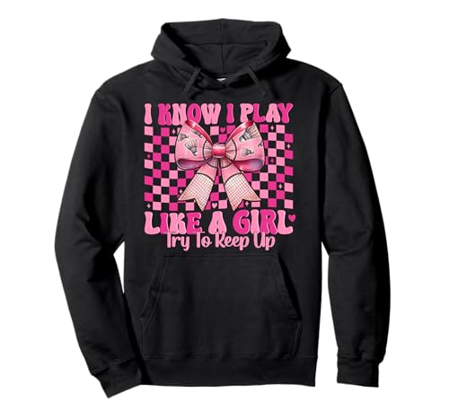 Badminton Girl Mom Coquette Bow Ich weiß, ich spiele wie ein Mädchen Pullover Hoodie Badminton Girl Mom Coquette Bow Ich weiß, ich spiele wie ein Mädchen Pullover Hoodie von Womens Pink Coquette Bow Badminton Player Gifts
