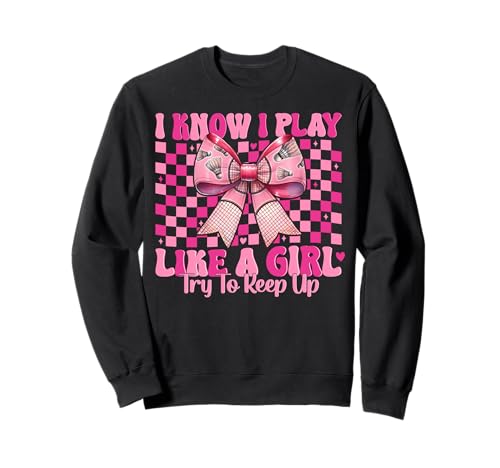 Badminton Girl Mom Coquette Bow Ich weiß, ich spiele wie ein Mädchen Sweatshirt Badminton Girl Mom Coquette Bow Ich weiß, ich spiele wie ein Mädchen Sweatshirt von Womens Pink Coquette Bow Badminton Player Gifts