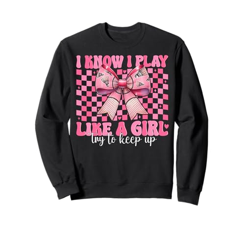 Badminton Girl Mom Coquette Bow Ich weiß, ich spiele wie ein Mädchen Sweatshirt Badminton Girl Mom Coquette Bow Ich weiß, ich spiele wie ein Mädchen Sweatshirt von Womens Pink Coquette Bow Badminton Player Gifts