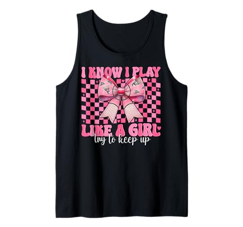 Badminton Girl Mom Coquette Bow Ich weiß, ich spiele wie ein Mädchen Tank Top Badminton Girl Mom Coquette Bow Ich weiß, ich spiele wie ein Mädchen Tank Top von Womens Pink Coquette Bow Badminton Player Gifts