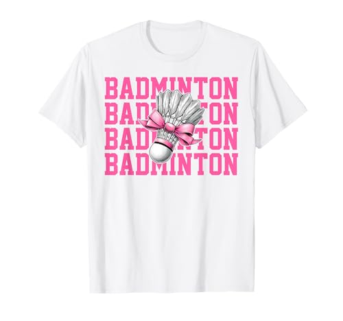 Badmintonspieler Mädchen Mama Muttertag Kokette Schleife T-Shirt Badmintonspieler Mädchen Mama Muttertag Kokette Schleife T-Shirt von Womens Pink Coquette Bow Badminton Player Gifts