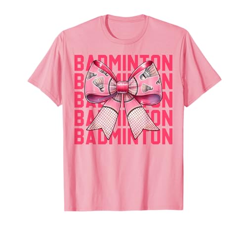 Badmintonspieler Mädchen Mama Muttertag Kokette Schleife T-Shirt Badmintonspieler Mädchen Mama Muttertag Kokette Schleife T-Shirt von Womens Pink Coquette Bow Badminton Player Gifts