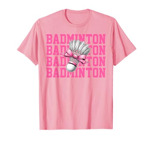 Badmintonspieler Mädchen Mama Muttertag Kokette Schleife T-Shirt Badmintonspieler Mädchen Mama Muttertag Kokette Schleife T-Shirt von Womens Pink Coquette Bow Badminton Player Gifts