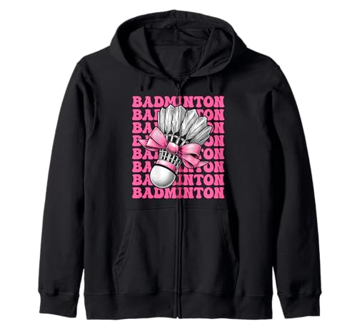 Coquette Bow Badmintonspieler Federball Mädchen Mama Rosa Kapuzenjacke Coquette Bow Badmintonspieler Federball Mädchen Mama Rosa Kapuzenjacke von Womens Pink Coquette Bow Badminton Player Gifts