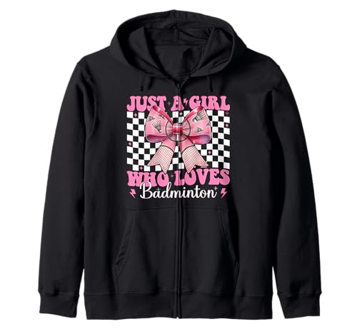 Just A Girl Who Loves Badminton Mom Muttertag Kokette Schleife Kapuzenjacke Just A Girl Who Loves Badminton Mom Muttertag Kokette Schleife Kapuzenjacke von Womens Pink Coquette Bow Badminton Player Gifts
