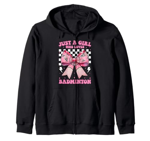 Just A Girl Who Loves Badminton Mom Muttertag Kokette Schleife Kapuzenjacke Just A Girl Who Loves Badminton Mom Muttertag Kokette Schleife Kapuzenjacke von Womens Pink Coquette Bow Badminton Player Gifts