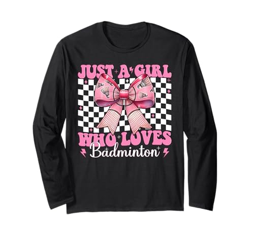Just A Girl Who Loves Badminton Mom Muttertag Kokette Schleife Langarmshirt Just A Girl Who Loves Badminton Mom Muttertag Kokette Schleife Langarmshirt von Womens Pink Coquette Bow Badminton Player Gifts