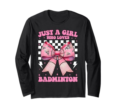 Just A Girl Who Loves Badminton Mom Muttertag Kokette Schleife Langarmshirt Just A Girl Who Loves Badminton Mom Muttertag Kokette Schleife Langarmshirt von Womens Pink Coquette Bow Badminton Player Gifts