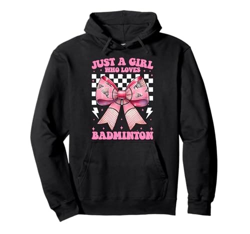 Just A Girl Who Loves Badminton Mom Muttertag Kokette Schleife Pullover Hoodie Just A Girl Who Loves Badminton Mom Muttertag Kokette Schleife Pullover Hoodie von Womens Pink Coquette Bow Badminton Player Gifts