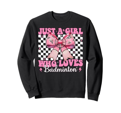 Just A Girl Who Loves Badminton Mom Muttertag Kokette Schleife Sweatshirt Just A Girl Who Loves Badminton Mom Muttertag Kokette Schleife Sweatshirt von Womens Pink Coquette Bow Badminton Player Gifts