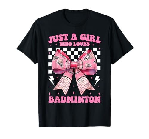 Just A Girl Who Loves Badminton Mom Muttertag Kokette Schleife T-Shirt Just A Girl Who Loves Badminton Mom Muttertag Kokette Schleife T-Shirt von Womens Pink Coquette Bow Badminton Player Gifts