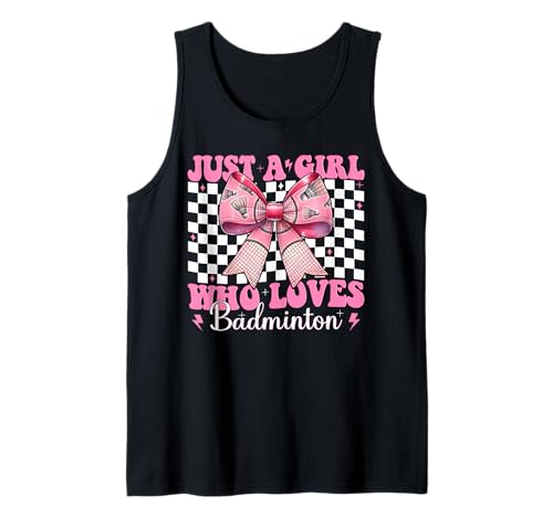 Just A Girl Who Loves Badminton Mom Muttertag Kokette Schleife Tank Top Just A Girl Who Loves Badminton Mom Muttertag Kokette Schleife Tank Top von Womens Pink Coquette Bow Badminton Player Gifts