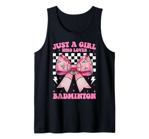 Just A Girl Who Loves Badminton Mom Muttertag Kokette Schleife Tank Top Just A Girl Who Loves Badminton Mom Muttertag Kokette Schleife Tank Top von Womens Pink Coquette Bow Badminton Player Gifts