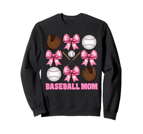 Baseball Mama Baseball Mama Muttertag Mama Kokette Schleife Sweatshirt Baseball Mama Baseball Mama Muttertag Mama Kokette Schleife Sweatshirt von Womens Pink Coquette Bow Baseball Player Gifts