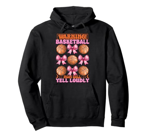 Warnung: Basketball-Mama wird laut schreien Mama Coquette Bow Pullover Hoodie Warnung: Basketball-Mama wird laut schreien Mama Coquette Bow Pullover Hoodie von Womens Pink Coquette Bow Basketball Player Gifts