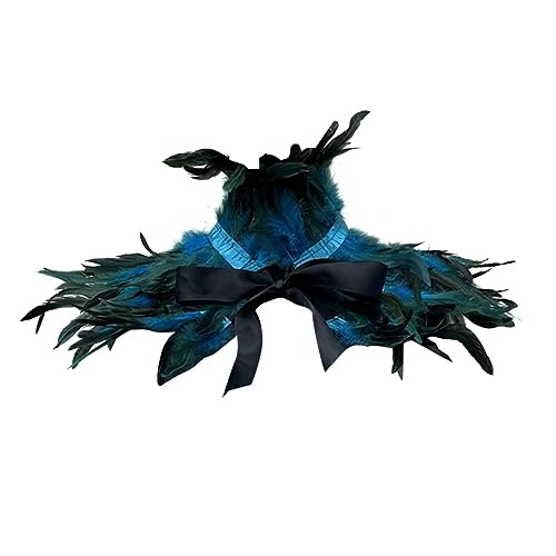 Wooauto Schal Mit Federkragen,Choker Kragen Halloween-Kostüm Federboa Kostüm Damen Feder Umhang Natürliche Feder Schal Für Halloween Cosplay Party Performance Model Walk Feather Cape Requisiten von Wooauto