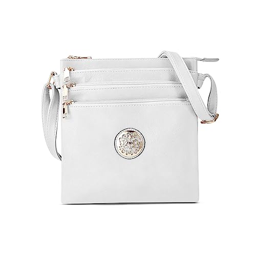 Woodland Leathers Crossbody-Tasche für Damen, mehrere Reißverschlüsse, geräumige Umhängetasche für Damen, mit verstellbarem Schultergurt, goldfarben verziert, Hobos und Schultertaschen für Damen, von Woodland Leathers