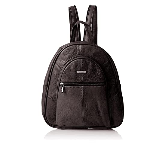 Woodland Leathers Damenmode Rucksäcke kleine schwarze Rucksäcke für Frauen mit Anti-Diebstahl-Reißverschluss und Handtaschengriff, 2-in-1 Sling Rucksack, dunkelbraun, Small-Medium von Woodland Leathers