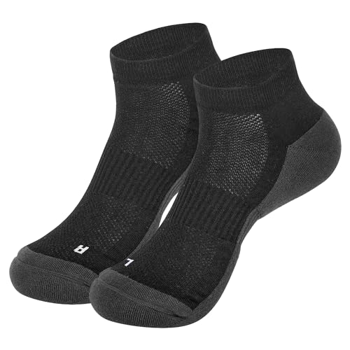 Wool Rockers Merino-Lauf-Socken, 2er Pack, für Damen & Herren, Jogging-Socken und Sportsocken, optimal gepolstert und atmungsaktiv (grau/schwarz, 35-38) von Wool Rockers