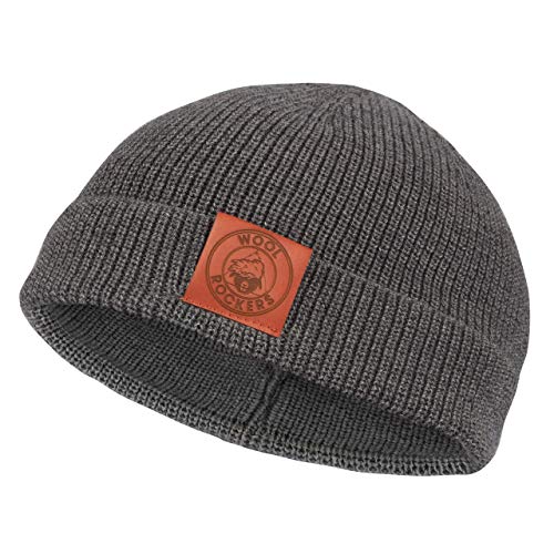 Wool Rockers Merino Mütze, Merino Beanie für Damen und Herren, thermoregulierende Merinowolle, leichte und weiche Strickmütze (dunkelgrau) von Wool Rockers