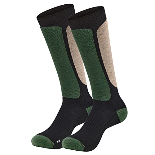 Wool Rockers Merino-Skisocken, 71% Merinowolle, für Damen & Herren, warme Wintersocken, weich und atmungsaktiv, 39-42, 1er Pack, schwarz/grün von Wool Rockers