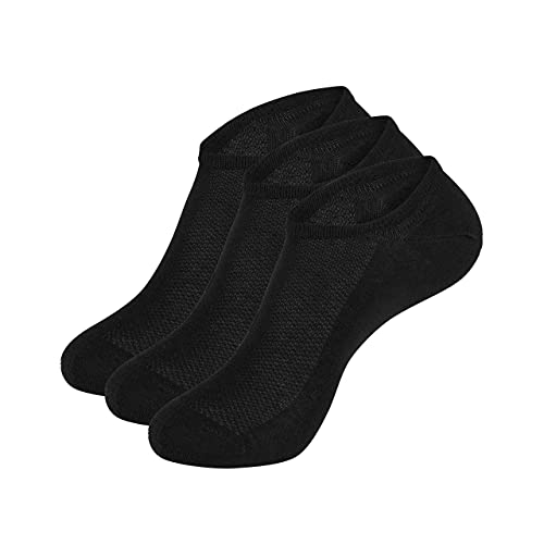 Wool Rockers Merino-Sneaker-Socken, Füßlinge im 3er Pack, für Damen & Herren, für Freizeit & Alltag ideal, atmungsaktive Merino-Sport-Socken (schwarz, 35-38) von Wool Rockers