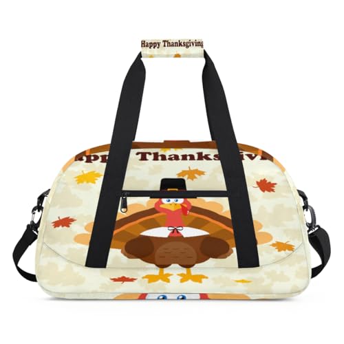 Happy Thanksgiving Thema Türkei Kinder Duffel Taschen für Mädchen Jungen, Übernachtung Weekender Reisetasche 24L Sport Gym Duffel Bag Praxis Tote Tragetasche, farbe, (24L) UK, Taschen-Organizer von WowPrint