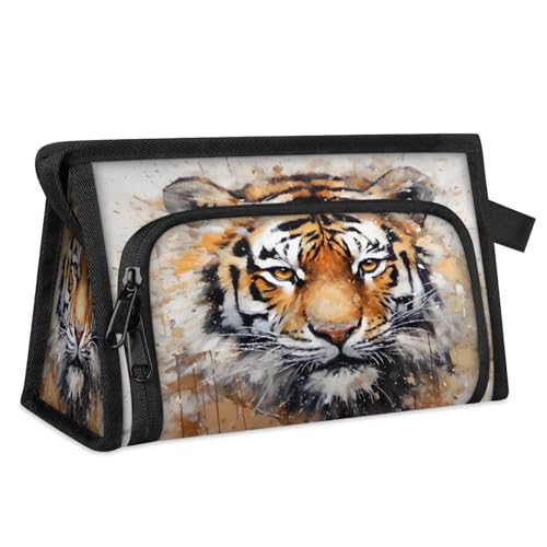 Reise-Make-up-Tasche für Damen und Herren, Tier-Tiger-Kosmetikbeutel, Kulturbeutel, Toilettenartikel, Duschtasche, Organizer, farbe, L, Taschen-Organizer Reise-Make-up-Tasche für Damen und Herren, Tier-Tiger-Kosmetikbeutel, Kulturbeutel, Toilettenartikel, Duschtasche, Organizer, farbe, L, Taschen-Organizer von WowPrint