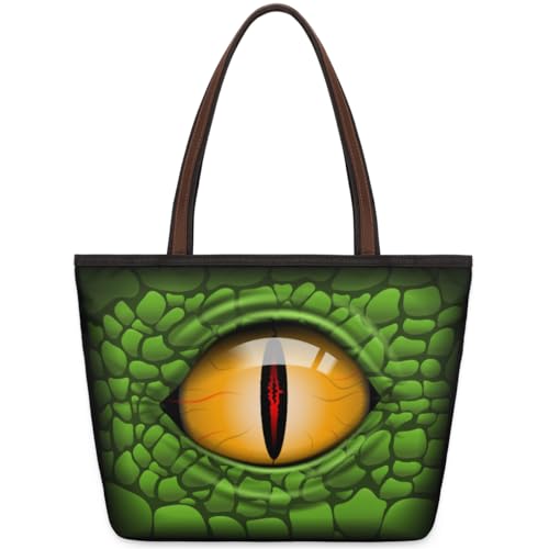 Scary Reptile Eye Tote Bag for Ladies Women Girls Scary Reptile Eye Large Handbag 10.4L Big Capacity Zipper Shoulder Bag for School Travel Work, farbig, Medium von WowPrint