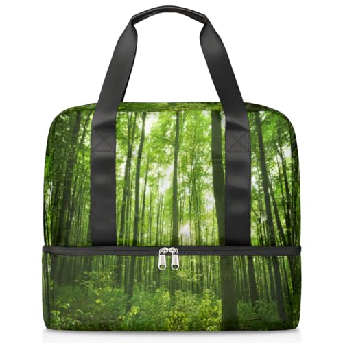 Spring Green Forest Sports Duffle Bag for Women Men Boys Kirls Weekend Overnight Bags Wet Separated 21L Tote Bag for Travel Gym Yoga, farbe, 21L, Taschen-Organizer von WowPrint