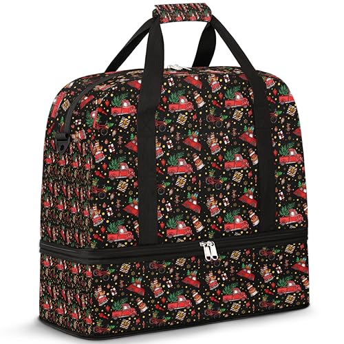 Weihnachtsgeschenk Reise Duffle Bag für Damen Herren Weihnachten Auto Baum Wochenende Übernachtung Taschen Faltbar Nass Getrennt 47L Tragetasche für Sport Gym Yoga, farbe, 47 L, Taschen-Organizer von WowPrint