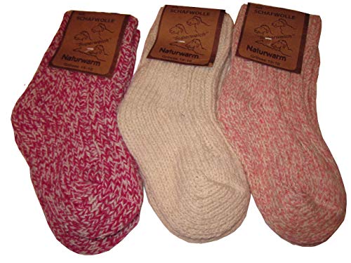 Wowerat Nowegersöckchen 3er Pack Wollsocken Baby Kinder (27-30, rottöne) von Wowerat