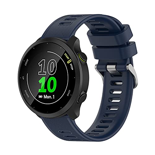 Wownadu 20mm Ersatzarmband Kompatibel mit Garmin Forerunner 55 / Forerunner 245 Armband Marineblau Weiches Silikon Ersatz Armbänder Sport für Damen Herren (Keine Uhr) von Wownadu