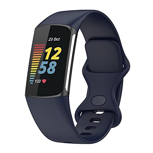 Wownadu Armband Kompatibel für Fitbit Charge 5 Armband/Charge 6 Armbänder, Damen Herren Silikon Sport Band Blau Ersatzband Zubehör,L (Keine Uhr) von Wownadu