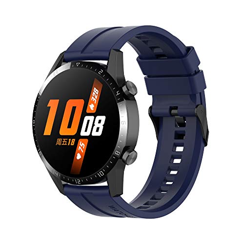 Wownadu Armband Kompatibel für Huawei Watch GT2 46mm Armband, Silikon Sport Zubehör Wasserdicht Ersatzarmband Navy blau Uhrenarmband für Damen Herren (Kein Uhr) von Wownadu