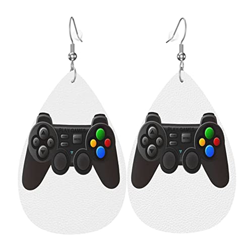 Damen-Leder-Ohrringe, modische Hängeohrringe, Gamecontroller, Gamepad in Tropfenform, Einheitsgröße, Leder von Wpamlrta