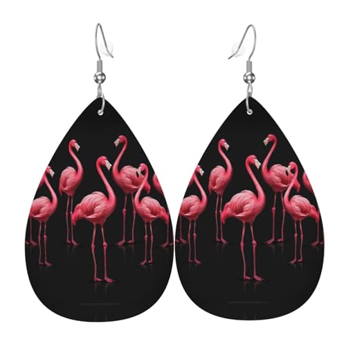 Tropische Flamingo-Ohrringe für Frauen, Tropfenohrringe für Mädchen, Geschenk, modisch, Leder, leicht, baumelnd, Einheitsgröße, Leder von Wpamlrta