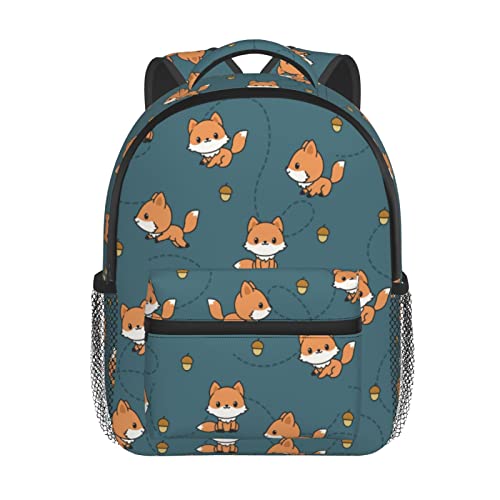 Wpamlrta Kinderrucksäcke mit rosa Katze, gepunktet, für Kleinkinder, Jungen und Mädchen, Vorschulrucksack mit Brustgurt, 30,5 cm, Niedlicher Fuchs, One size von Wpamlrta