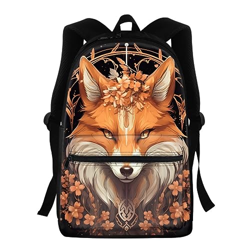 Wpamlrta Rucksack für Damen und Herren, kreativer Fuchs, 3D-Druck, Laptop-Umhängetasche, Reisen, lässig, Tagesrucksack, Kirschblüten-Fuchs, Kirschblütenfuchs, One size von Wpamlrta