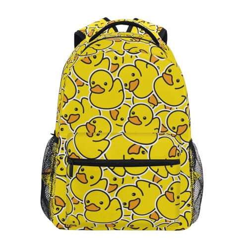 Wpamlrta Rucksack für Kinder, lustiger gelber Enten-Rucksack für Kinder, mehrere Taschen, 5. Klasse, Schule, Jungen, Mädchen, Büchertaschen, Truhe, Siehe Abbildung, One size von Wpamlrta