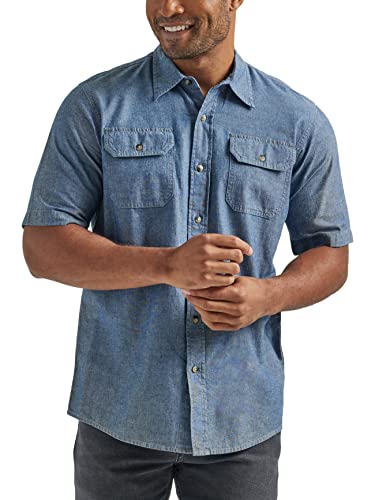 Wrangler Authentics Herrenhemd, kurzärmelig, kurzärmelig, gewebt, groß, Dark Chambray, X-Groß von Wrangler Authentics