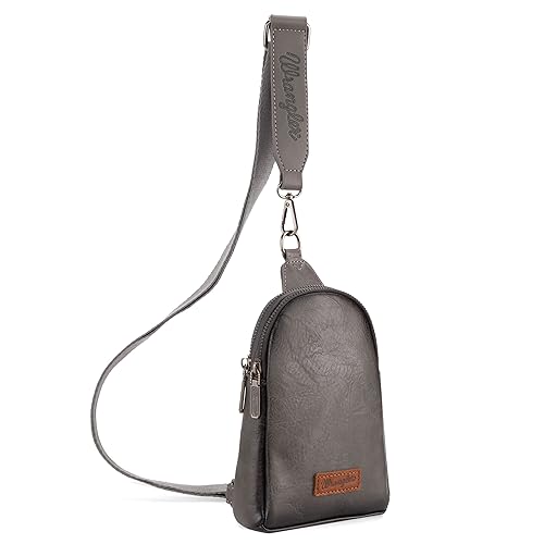 Wrangler Crossbody Sling Bags for Women Cross Body Fanny Pack Purse with Detachable Strap, Distressed Grey, Sling Bag von Wrangler